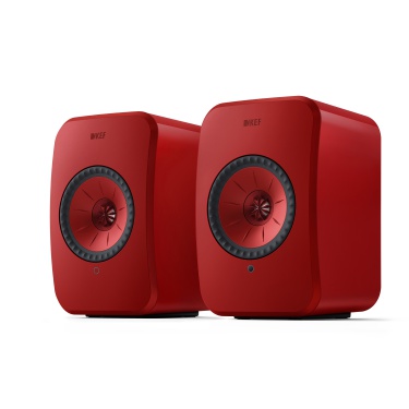 De Radiobeurs KEF LSX II lava rood front lsx_ii_front_in_pair_perspective_lava_red